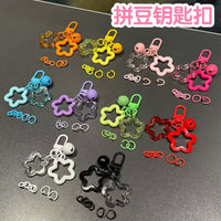 DIY Perler Bead Keychain Accessories with Steel Wire Ring and Lanyard for Crafts