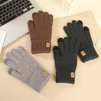 Men's Winter Cycling Alpaca Wool Knit Touchscreen Gloves - Thickened Warm Windproof Cold-Resistant Full Finger Outdoor Gloves