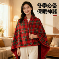 Flannel Button-Up Blanket Shawl for Office and Home, Thick Plaid Wearable Throw