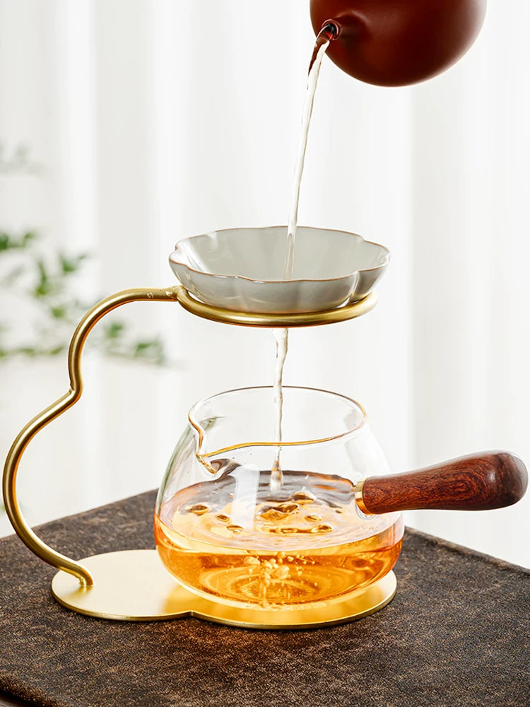 Premium Ceramic Tea Infuser Set with Glass Gongdao Cup and Filter Stand