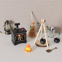 Miniature Dollhouse Outdoor Hanging Stove Model & Accessories Set