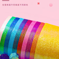 Pearlescent Laser Glitter Origami Paper for DIY Crafts and Paper Cutting, Single-Sided Rainbow Colors