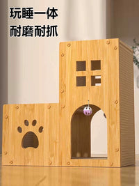 Cat Tree Condo with Scratching Board, Multi-Level Cat Tower with Ladder, Durable Cat Activity Center for Indoor Cats
