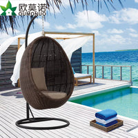 Outdoor Rattan Woven Bird's Nest Hanging Chair Single Person Lazy Hammock Egg-shaped Swing for Indoor Patio Balcony Furniture