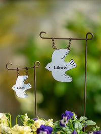 Creative Iron Art Garden Decoration Planter Balcony Pigeon Bird Flag Insert