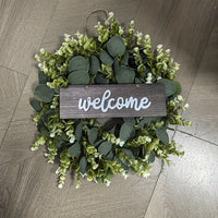 Welcome Eucalyptus Wreath Artificial Christmas Thanksgiving Decor