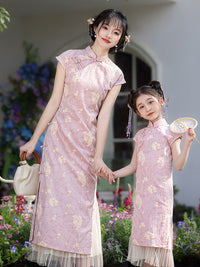 Matching Mother Daughter Cheongsam Dress Summer Qipao Style