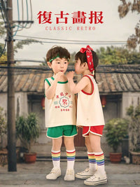 Children's Retro Patriotic Performance Costume Set for Kindergarten