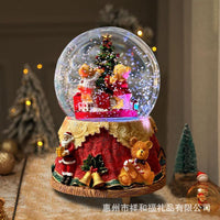 Christmas Bear Crystal Ball Music Box Night Light with Rotating and Lighting Function, Birthday Gift for Kids