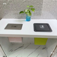 Square Countertop Recessed Trash Can Set with Lid and Inner Bucket for Kitchen Bathroom