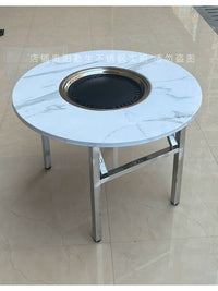 Thickened Stainless Steel Folding Round Table for Outdoor BBQ, Camping, and Patio Gatherings