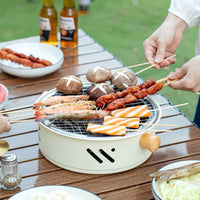 Outdoor Camping Round Stainless Steel BBQ Grill Set Portable Charcoal Stove Indoor Tea Heater Desktop Warmer