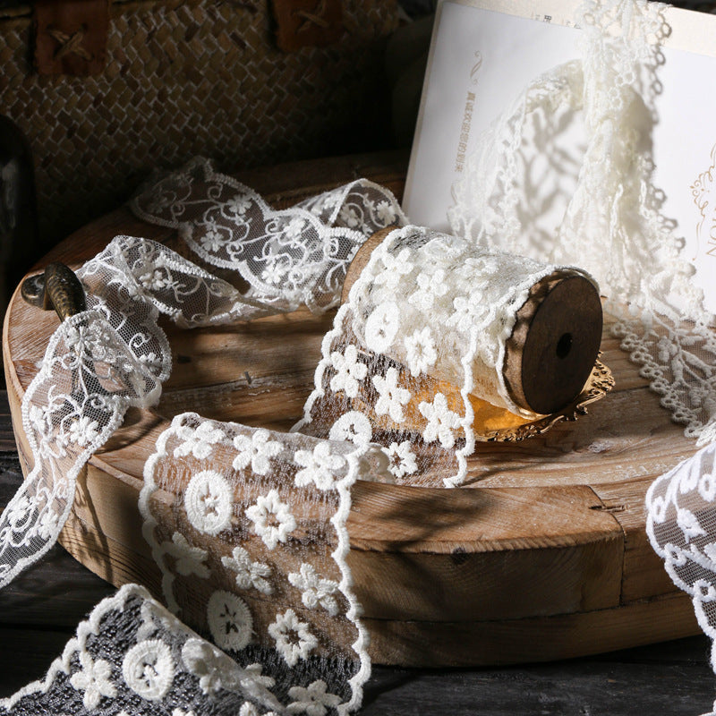 Lace Embroidery Floral Ribbon Trim for DIY Crafts, Wedding Decor, Gift Wrapping, and Hair Accessories