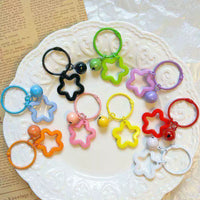 Acrylic Star Keychain Charms with Bells and Book Rings for DIY Crafts