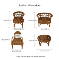 1:12 Miniature Dollhouse Woven Rattan Furniture for BJD OB11 Dolls