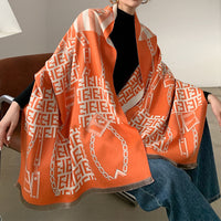 Korean Style Imitation Cashmere Warm Scarf for Women, Thick Double-Sided Student Neck Warmer with Tassels, Dual-Use Shawl