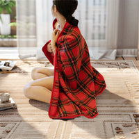 Flannel Button-Up Blanket Shawl for Office and Home, Thick Plaid Wearable Throw