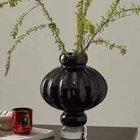 Retro Chinese Style Amber Glass Vase for Home Decor