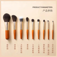 Mini 9-Piece Makeup Brush Set with Portable Bag - Powder, Nose Shadow, Eyeshadow Brushes