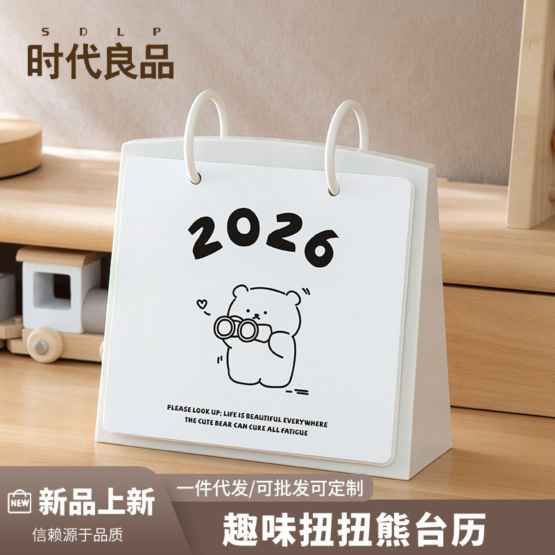 2025-2026 Cute Cartoon Animal Desk Calendar with Notepad Function