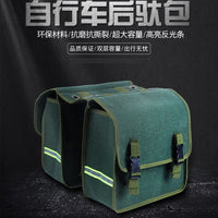 Mountain Bike Rear Rack Bag, Double Pannier Bag, Waterproof Canvas Thickened Luggage Bag for Cycling