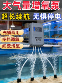 Rechargeable Aquarium Air Pump for Fish Tank and Outdoor Fishing, Silent Oxygen Aerator