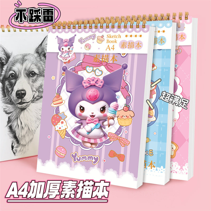 A4 Thickened Top-Bound Sketchbook for Students, Blank Drawing Pad with Aesthetic Design
