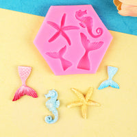 Mermaid Tail, Starfish, Shell Silicone Mold for Cake Decorating, Fondant, Mousse, Chocolate, Resin Crafts
