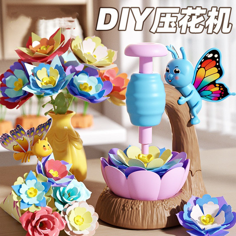 Kids' DIY Flower Press Machine Toy Set for Crafting Simulated Bouquets and Floral Arrangements