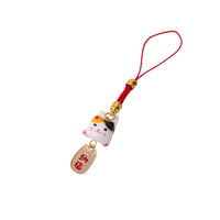 Ceramic Cartoon Lucky Cat Keychain Bag Charm Phone Case Pendant