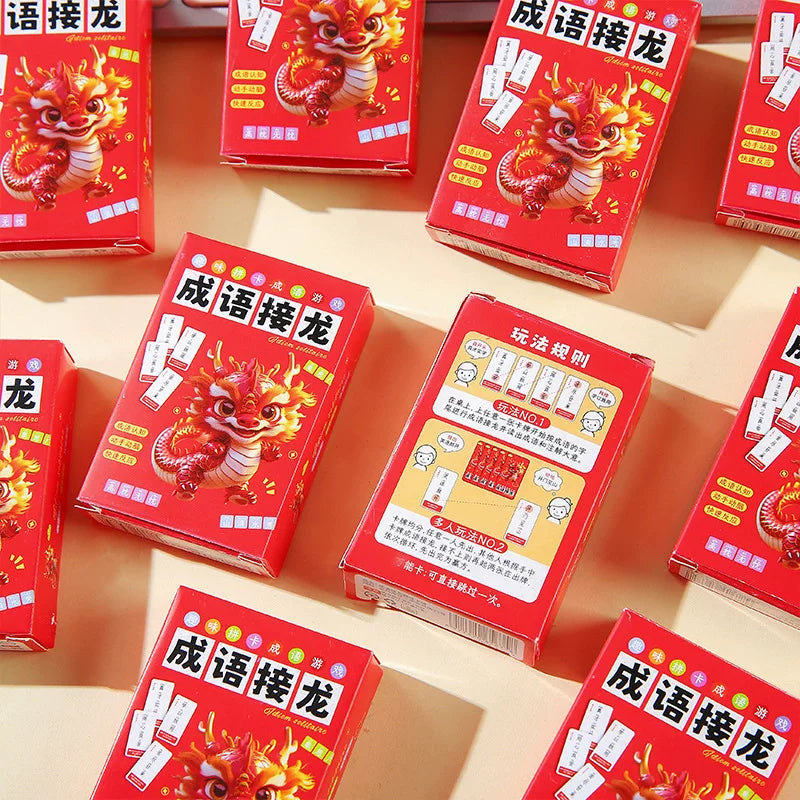 Idiom Solitaire Playing Cards for Kids, Educational Chinese Character Learning Game