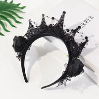 Black Rose Lace Crown Headband for Halloween & Christmas