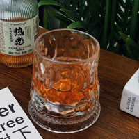 Rotating Whiskey Glass with Glass Base, Wine and Beer Tumbler for Home Bar
