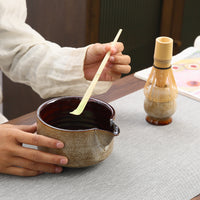 Japanese Matcha Tea Ceremony Set with Glazed Bowl and Whisk