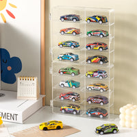 Diecast Car Model Display Case with 8 Compartments for 1:32 and 1:64 Scale Vehicles