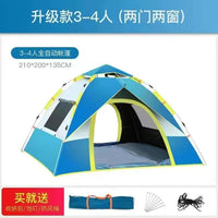 Automatic Pop-Up Camping Tent for 2-4 People, Waterproof Portable Outdoor Shelter with Double Doors and Windows