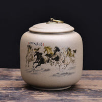 Handmade Coarse Pottery Tea Caddy Ceramic Storage Jar for Loose Leaf Tea