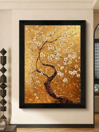 French Retro Fortune Tree Floral Wall Art for Living Room Study Sofa Background