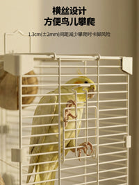 Large Panoramic Bird Cage for Parakeets and Peonies, Luxury Villa Style with Rainbow Landscape