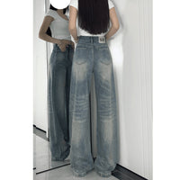 Women's Retro High-Waist Wide-Leg Jeans with Drape