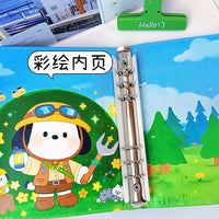 A5 Cartoon Star Black Ear Dog Loose-Leaf Binder with Magnetic Closure and Refill Pages