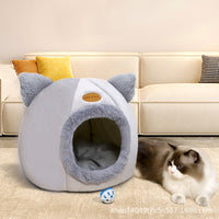 Warm Enclosed Cat House & Dog Bed with Removable Cushion