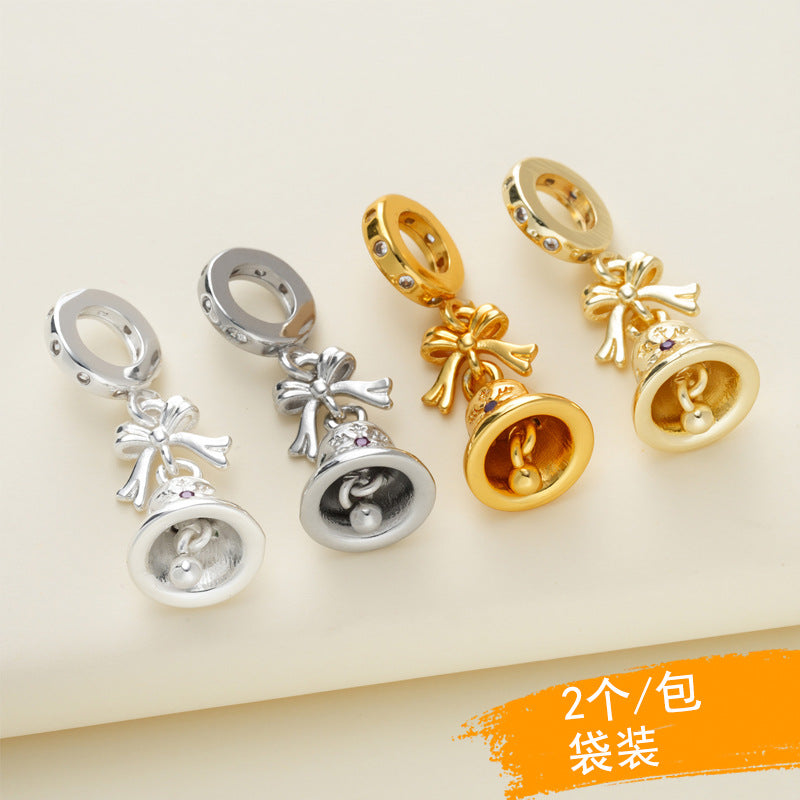 14K Gold Plated Bowknot Bell Charm for DIY Jewelry Making, Bracelets, Necklaces, Christmas Ornaments