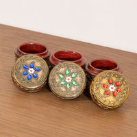 Thai Solid Wood Toothpick Holder with Glazed Glass, Creative New Chinese Style Cotton Swab Box
