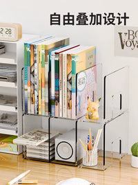 Acrylic Desktop Bookends and Organizer for Students and Office