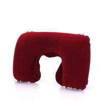 Inflatable Flocked U-Shaped Travel Neck Pillow for Outdoor and Aviation Use