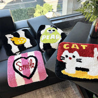 Cartoon Flocking Tufted Seat Cushion for Office, Students, Dining Chairs - Non-Slip Plush Pad