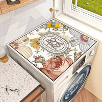 Diatomaceous Earth Absorbent Mat for Washing Machine & Microwave Oven, Floral Dust Cover