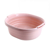 Large Double-Layer Plastic Drain Basket for Washing Vegetables and Fruits