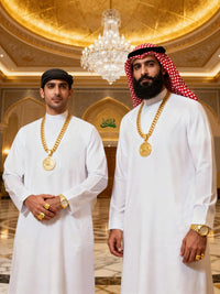 Halloween Arabian Sheikh Costume Set with Robe, Headpiece, Beard, Glasses, and Necklace